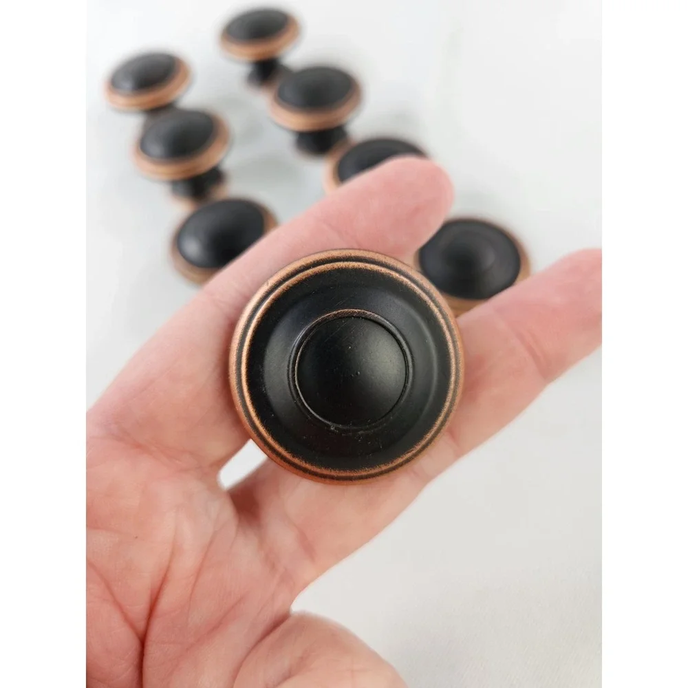Lot of 8 Bronze Black Copper Round Metal Drawer Cabinet Dresser Desk Knob Pulls